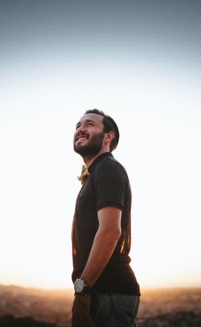 man looking up